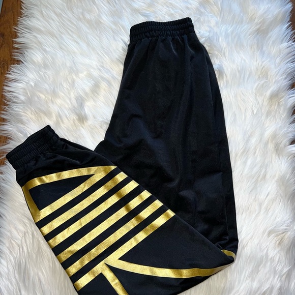 Adidas ORIGINAL Women’s Logo Track Pants Size Small Black/Gold - Picture 13 of 13